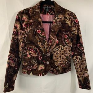 Larry Levine Petite Stretch Blazer Boho Print 6p